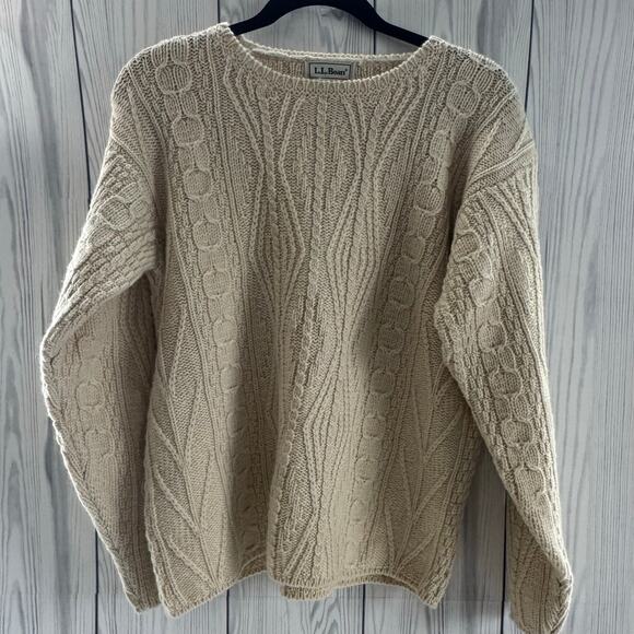 L.L Bean Ireland 100% Wool Fisherman Womens Medium Sweater - Picture 1 of 6